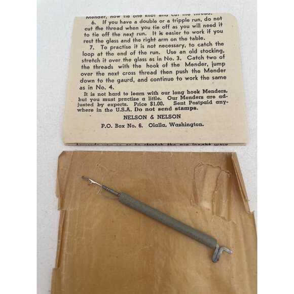 Vintage Nelson Special Long Hook Run Mender Hand-Adjusted For Stockings - Picture 3 of 3